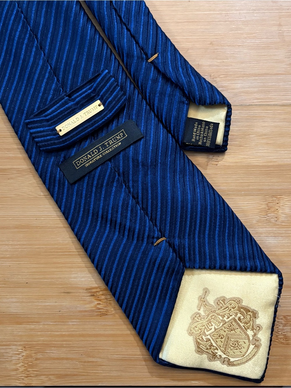Donald J. Trump Men's Navy Blue Striped Silk Tie